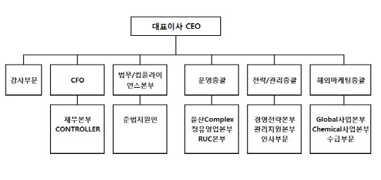 에쓰오일의 조직도.<자료: 금융감독원>